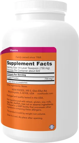 Vista 2 de Suplementos NOW Foods, Polvo de inositol, Señalización de neurotransmisores*, Salud celular*, 1 libra