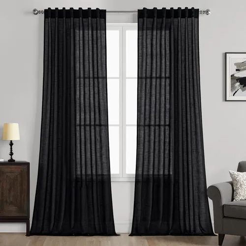Vista 49 de MIULEE - Cortinas semitraslúcidas suaves y gruesas con textura de lino para cocina y ventana de baño, con trabilla trasera y bolsillo para Blanco