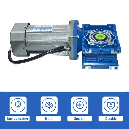 Vista 4 de Motor Eléctrico de Imán Permanente AC de Alta Torsión 110V 180W Turbina Reductor de Engranaje de Gusano 70RPM con Kits de Control de Velocidad AC.