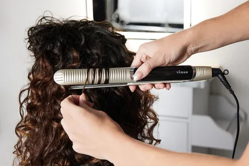 Vista 4 de YA-Man Spa Styler - Plancha plana 2 en 1, plancha recta + ondulada, tecnología japonesa avanzada, doble voltaje, placas de turmalina de titanio