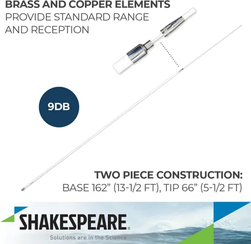 Vista 3 de Shakespeare 19; 2-PC. Antena VHF, 9Db Marine 4018 19; 2-PC. Antena VHF, 9Db, Azul Marino