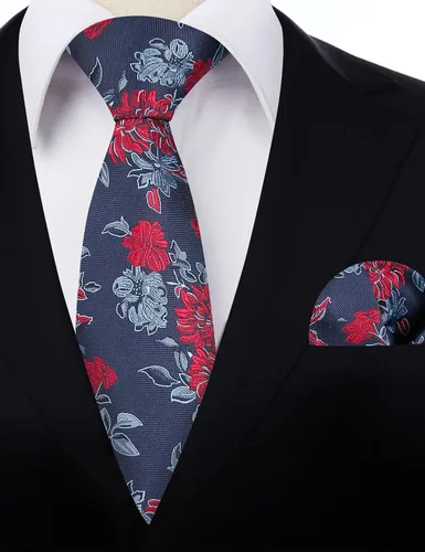 Vista 62 de Alizeal Mens 3.15inches Leaf Flower Pattern Tie with Floral Pocket Square Set