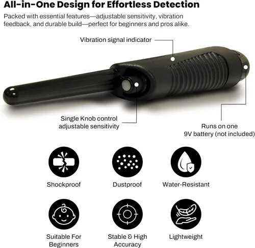 Vista 4 de Bounty Hunter Pinpointer para la detección de metales con señal de audio y vibración – Herramienta de precisión manual para una ubicación precisa