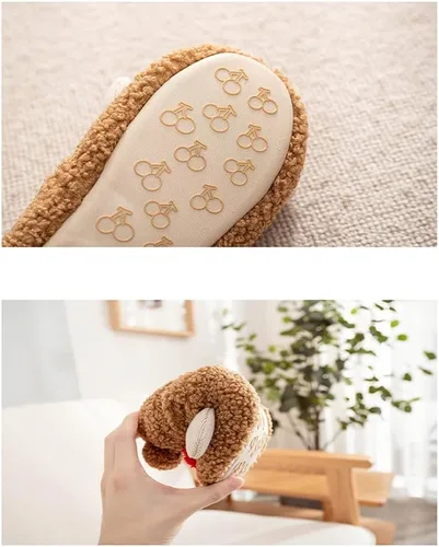 Vista 6 de Pantuflas de forro polar cálidas para mujer, de dibujos animados, para invierno, suaves, acogedoras, antideslizantes, de felpa, sin cordones, botas