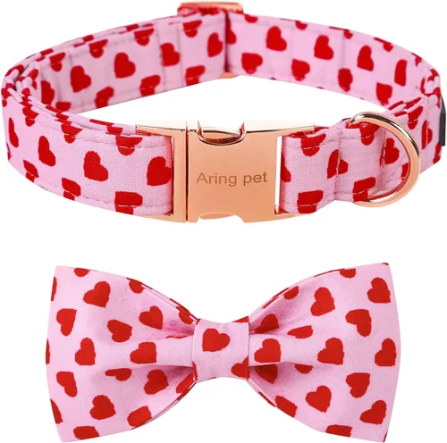 Vista 35 de ARING PET Collar de perro con corbatín, collares de terciopelo para perros con corbatín extraíble, collar de lazo ajustable para perros hembras
