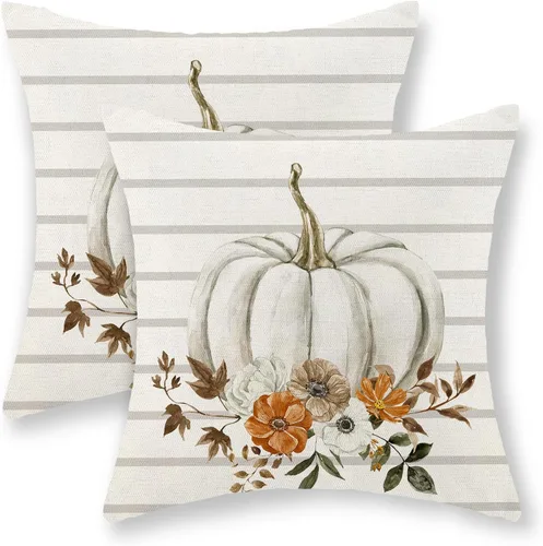 Vista 54 de Juego de 2 fundas de almohada de Halloween de 16 x 16 pulgadas, fundas de almohada de murciélagos negros y crema, fundas de cojín decorativas