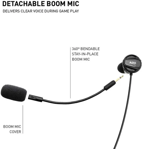 Vista 5 de ADV. NSMO JR - Auriculares para juegos de 2 controladores con doble micrófono desmontable e integrado y control de volumen para juegos móviles