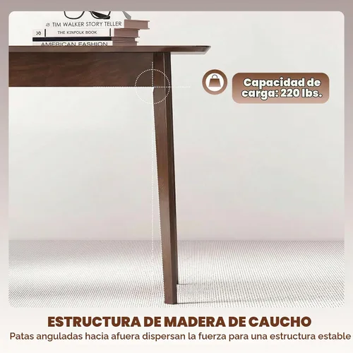 Vista 7 de HOMCOM Mesa de comedor moderna de mediados de siglo de 47 pulgadas para 4