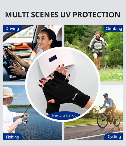Vista 7 de AIRSEE Guantes de protección UV UPF 50+ de alta calidad para manicura de gel, diseño sin dedos para uso profesional solón y doméstico, anti UVA/UVB