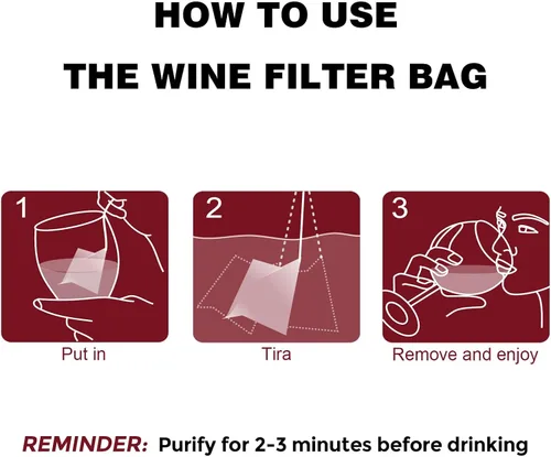 Vista 4 de Filtro de vino purificador de histamina de sulfito: removedor de filtros de vino, histaminas sulfito, alivia dolores de cabeza y previene