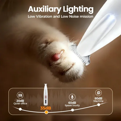 Vista 4 de Pet MicroPrecision - Recortadora de patas de perro con luz LED, afeitadora de pelo impermeable para perros y gatos, recargable e inalámbrica para 1