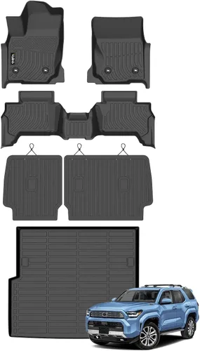 Vista 11 de Tapetes de piso para todo clima y forro de carga con respaldo para Chevrolet Suburban de 7 asientos 2021-2025 / GMC Yukon XL de 7 asientos