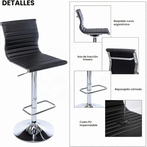 Vista 4 de chairus Juego de 2 taburetes de bar giratorios modernos, taburetes de bar ajustables con altura de mostrador, taburetes de piel sintética sin brazos