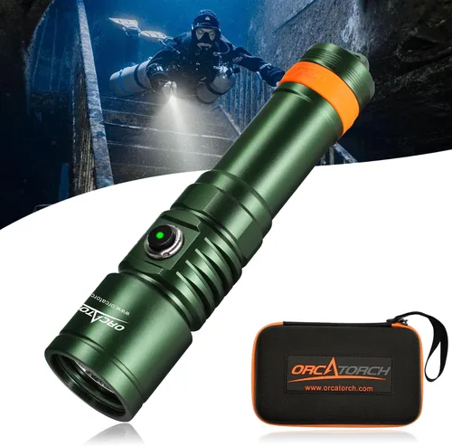 Vista 11 de ORCATORCH D710 Luz de Buceo, Linterna Subacuática Super Brillante de 3000 Lúmenes con Haz Estrecho de 6 Grados, Antorcha de Buceo Nocturna Negro