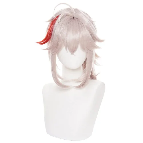 Vista 6 de Genshin Impact Columbina peluca de cosplay con gorra de peluca, longitud aproximada de 43.3 pulgadas