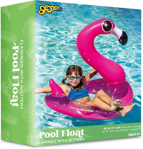 Vista 7 de JOYIN Flotadores inflables de flamenco para piscina, tubo de natación con purpurina para adultos y niños, divertida balsa flotante para playa, lago
