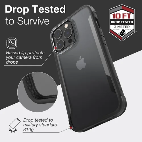 Vista 6 de RAPTIC Terrain - Funda para iPhone 13 Pro, biodegradable y fabricada en Estados Unidos, protección contra caídas de 10 pies, color negro