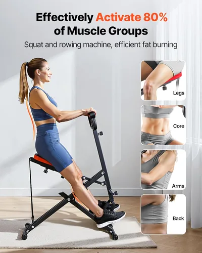 Vista 2 de VEVOR Squat Machine, Deep Squat Rowing Machine for Home, Easy Setup & Foldable Exercise Equipment, Glute Trainer Machine with 2/3 High-Strength