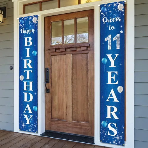 Vista 23 de Cartel de feliz cumpleaños número 10 para puerta – Suministros de decoración de fiesta de cumpleaños de "Saludos a 10 años" para hombres y mujeres