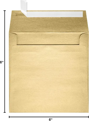 Vista 3 de LUXPaper Sobres de invitación cuadrados Despegar y prensar 6 x 6 pulgadas Rubio metálico Texto de 81 libras Cantidad de 1,000