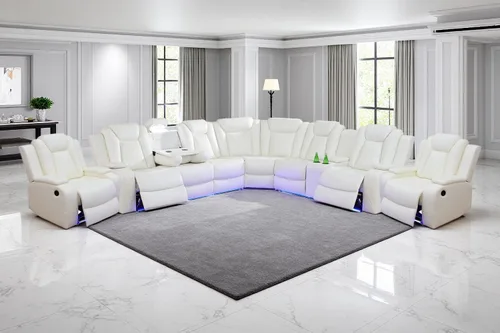 Vista 21 de A Ainehome Juego de sofá modular reclinable eléctrico con luz LED, sofás seccionales de cuero, juegos de muebles de sala de estar, juegos de sofá