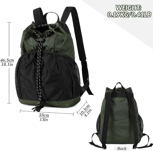 Vista 2 de Lohol Mochila de malla con cordón con bolsa de zapatos, saco de cuerda de natación duradero con asa para deportes, gimnasio, yoga, playa, viajes