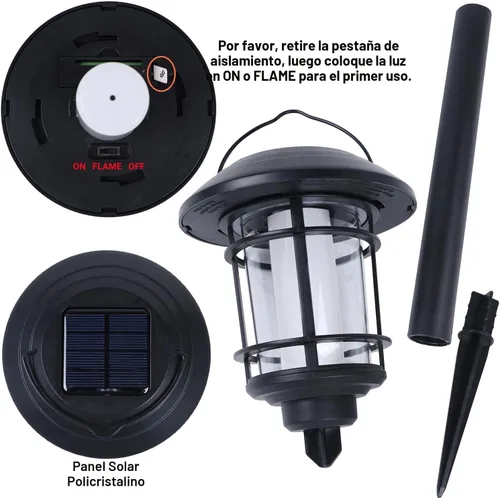 Vista 4 de Dynaming 6 unidades de luces de antorcha de llama solar al aire libre, luz de jardín de llama parpadeante de doble uso para Halloween, linternas