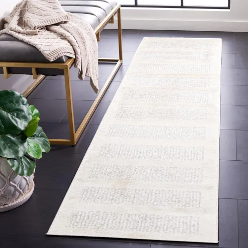 Vista 11 de SAFAVIEH Melody Collection - Alfombra de pasillo de 2 pies 2 pulgadas x 8 pies, color marfil y gris, diseño moderno, ideal para zonas de alto