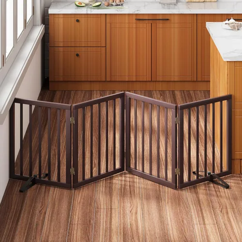 Vista 24 de Puerta plegable negra para mascotas de 18-55 pulgadas para escaleras y puertas, valla de puerta para cachorros