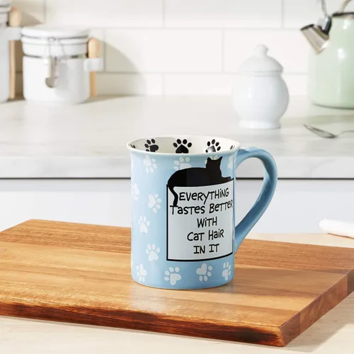 Vista 2 de Taza de cerámica Our Name is Mud "Cat Hair", 16 onzas.