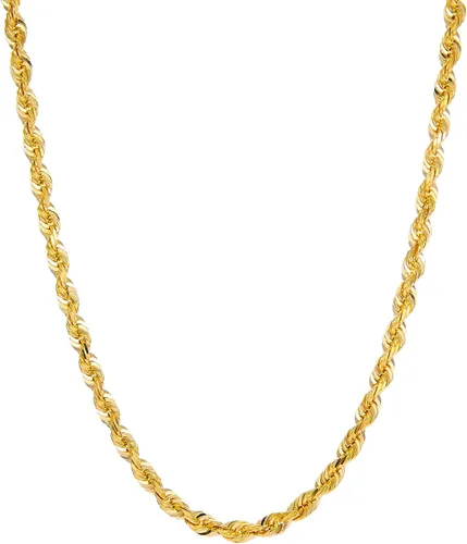 Vista 3 de Collar de cadena de cuerda de corte de diamante de 14 quilates con corte de diamante macizo de 0.157 in, 0.118 in, 0.098 in, 0.079 in, 0.059 in