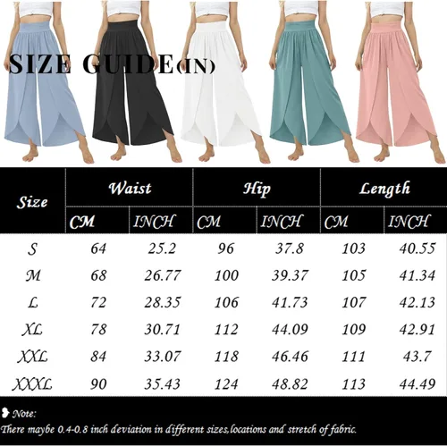 Vista 6 de Bemona Pantalones de pierna ancha para mujer, pantalones de yoga de cintura alta con aberturas, pantalones casuales de playa palazzo para mujer