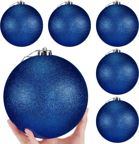 Vista 9 de Poen 12 piezas de adornos de bolas de Navidad grandes de 6 pulgadas con purpurina, adornos de Navidad extra grandes, bolas de Navidad gigantes