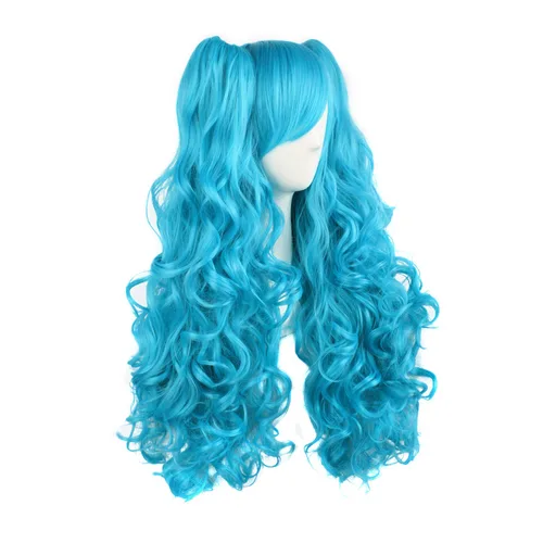 Vista 23 de Peluca MapofBeauty Lolita para disfraz, cabello largo, rizado, con coleta, Blanco