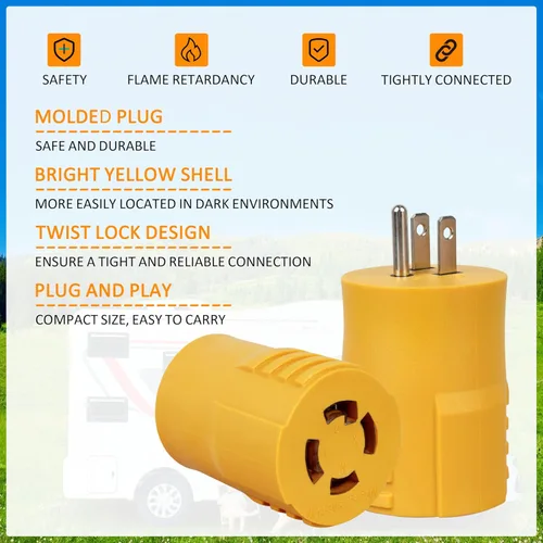 Vista 4 de NEMA 5-15P macho a L14-30R hembra 15 Amp a 30 Amp RV Power Adapter125/250V