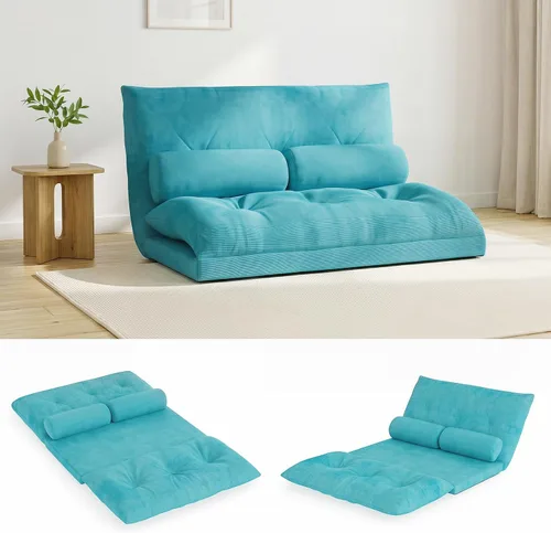Vista 11 de Giantex Sofá de suelo ajustable con 2 almohadas, sofá cama plegable multifuncional de 6 posiciones, asiento de piso de gamuza multifuncional