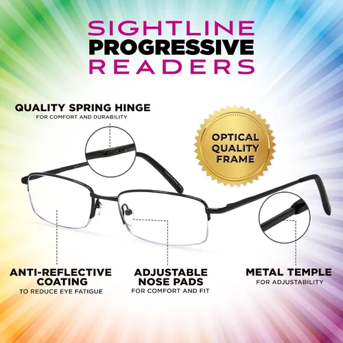 Vista 3 de Sightline Progressive Multifocus Reading Glasses for Men and Women Readers 6000