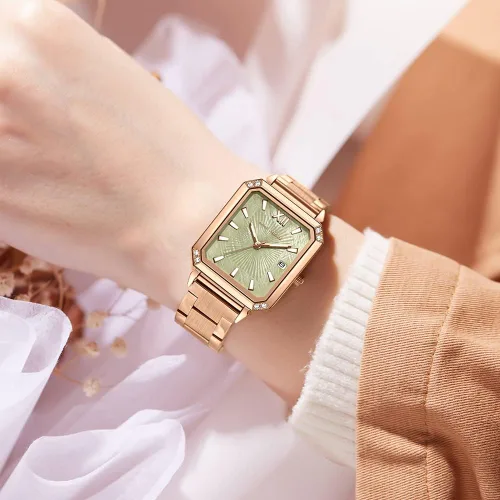 Vista 5 de MF MINI FOCUS Reloj de cuarzo analógico simple para mujer, resistente al agua, luminoso, con correa de acero inoxidable, fecha automática