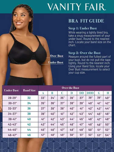 Vista 6 de Vanity Fair - Brasier moldeador con efecto reductor de busto de hasta 1.5 pulgadas, no se marca en espalda, copas sin relleno hasta talla H