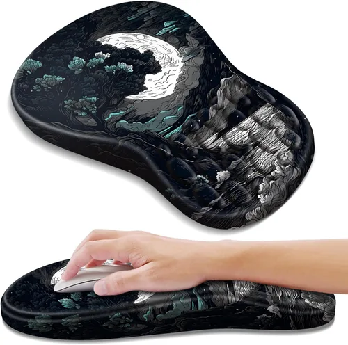 Vista 16 de YIWEI Alfombrilla de mouse ergonómica con soporte para muñeca, alfombrilla de mouse de espuma viscoelástica de gel para teclado de computadora