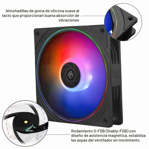 Vista 4 de Thermalright TL-S12-S X3 Ventilador de CPU de 120mm ARGB para Caja con Efecto de Iluminación ARGB, Ventilador de Computadora Silencioso PWM para PC