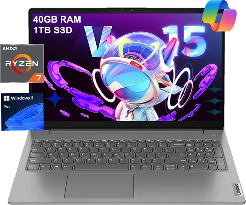 Vista 10 de Lenovo Laptop V15 Gen 4 para empresas (15.6" FHD antirreflejo, AMD Ryzen 7 7730U (Supera i7-1355U), 16GB RAM, 512GB SSD), teclado numérico, cámara