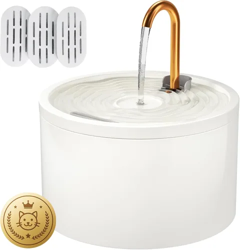 Vista 10 de Fuente de agua de cerámica para gatos DOOOB, fuentes de cerámica para gatos de 2.1L/71oz, fuente de agua automática para mascotas para gatos, fuente