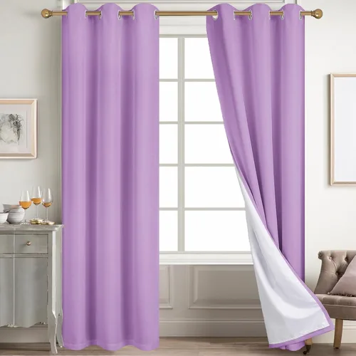 Vista 46 de Diraysid Cortinas 100% opacas de lino beige para dormitorio, con ojales, aislamiento térmico, cortinas de oscurecimiento de habitación