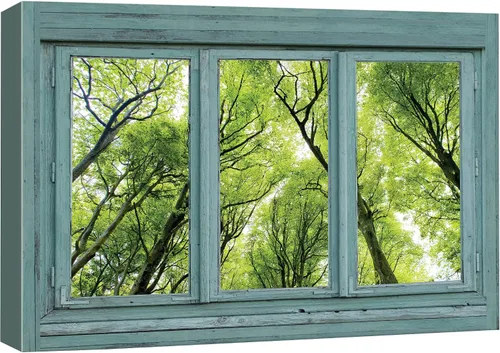 Vista 18 de Cuadro decorativo con diseño de ventana moderna blanca con vista, de la marca Wall26®