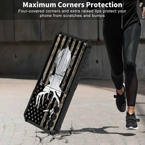 Vista 4 de Funda para Samsung Galaxy A32 5G con ranura desmontable para tarjetero, función atril, doble capa, resistente, a prueba de golpes, funda oculta