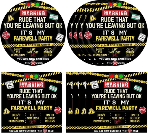 Vista 13 de Juego de 40 piezas de vajilla desechable para fiestas de jubilación para hombres y mujeres, color negro y plateado, incluye platos de jubilación