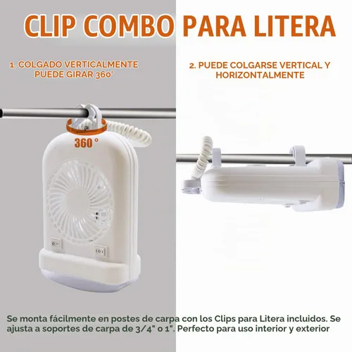 Vista 4 de Facon Combo de luz de ventilador de 12 V CC para caravana emergente, interruptor independiente, cable extensible de 2 velocidades con enchufe macho