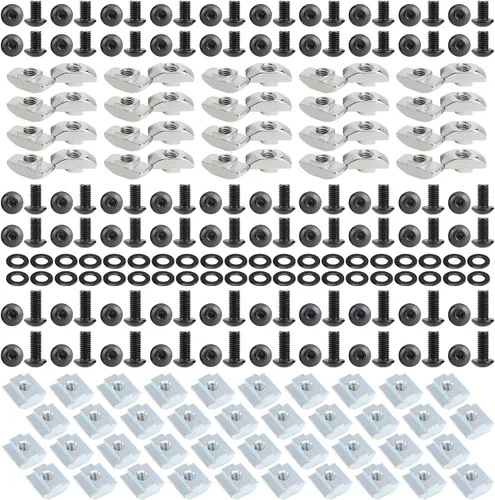 Vista 9 de Kit de 240 tornillos de tuercas en T M5 para extrusión de aluminio de la serie 2020, kit de tuercas de tornillo de ranura de 0.236 in, 120 tornillos