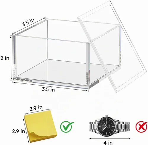 Vista 3 de AITEE Caja de acrílico con tapa, pequeña caja de almacenamiento cuadrada